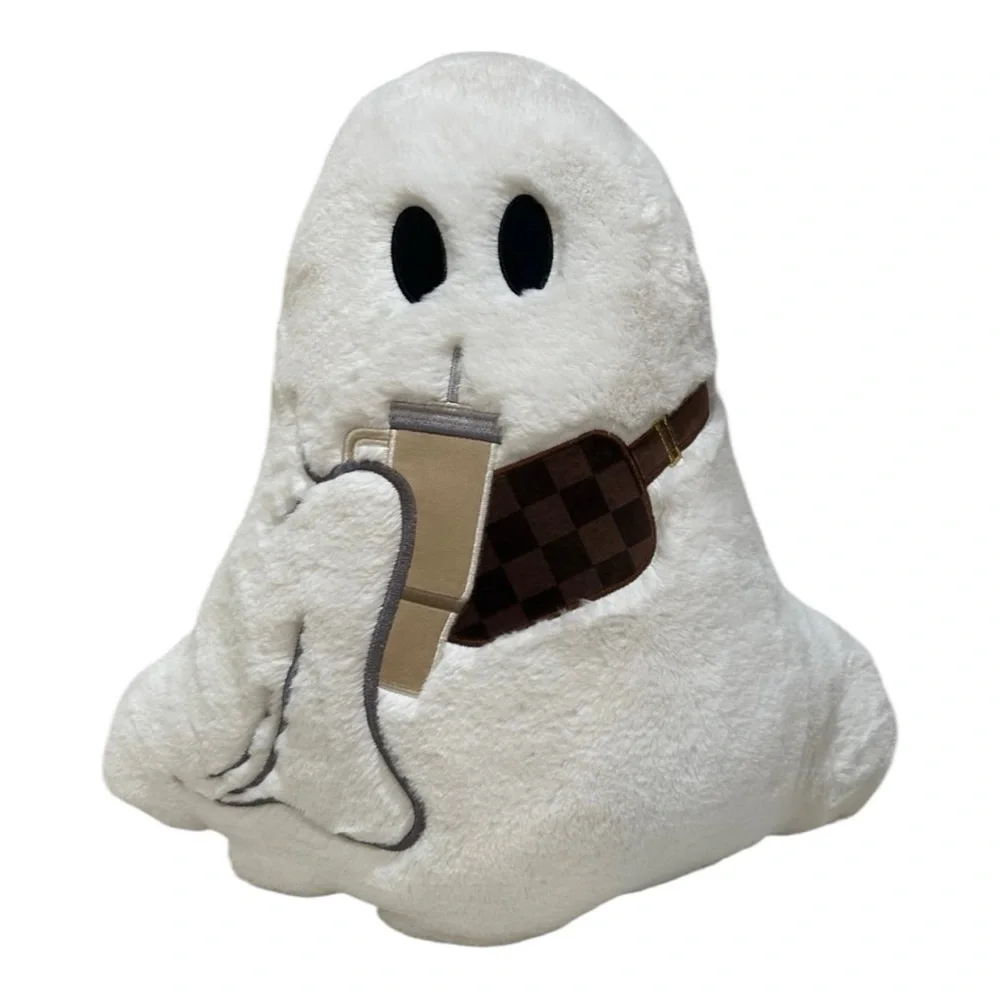 Plush White Ghost Stanley “LV” Bum Bag Halloween Decorative Large Throw Pillow